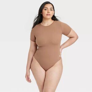 Auden Women XL Brown Luxury Collection 4-Way Stretch Fully Lined Sleeve Bodysuit